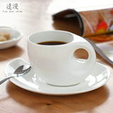 个性骨瓷纯白咖啡杯碟勺创意海螺造型陶瓷咖啡杯勺时尚coffee cup