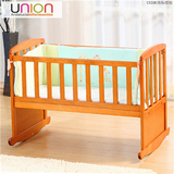 实用婴儿摇篮床小尺寸实木松木婴儿床童床宝宝摇床bb床带滚轮