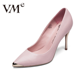 VMe舞魅新款欧美职业羊皮浅口女单鞋 金属尖头超细高跟鞋VF5C8101