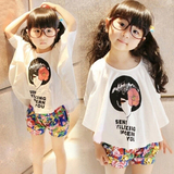 ZARA女童2016夏装新款套装韩版儿童宝宝蝙蝠衫上衣短裤两件套童装