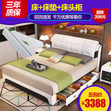 xiaomuwu小户型皮床真皮床1.8米/1.5 现代简约卧室抽屉储物双人床