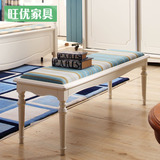 换鞋凳实木凳子地中海床尾凳卧室床前沙发凳美式床边布艺长凳组装