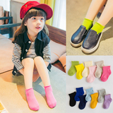 秋季韩国糖果色女童卷边堆堆袜 中筒袜儿童棉袜宝宝袜子纯棉薄款