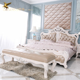睿驰欧式全实木雕花真皮床 法式浪漫橡木婚床2米双人大床卧室家具