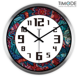 timode优时挂钟 艺术客厅钟表静音创意潮流装饰钟抽象时尚花纹