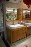 中式橡木浴室柜组合落地一体陶瓷盆柜现在简约卫浴柜洗脸盆洗手盆
