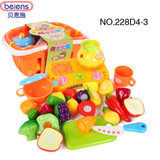 热卖贝恩施儿童过家家玩具水果套装切切乐 幼儿园玩具17件篮装