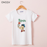 ONOZA夏季韩版圆领纯色短袖T恤 大力水手可爱卡通印花女装T恤