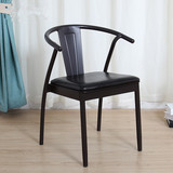 包邮LOFT复古铁艺餐椅软包休闲咖啡椅时尚电脑椅怀旧靠背沙发椅