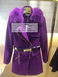 百丝BCVOGA 2015冬 专柜正品代购 深紫色女装大衣B511KB0121