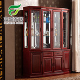 富盛现代中式实木酒柜客厅家用富贵红家具整体餐边柜玻璃展示组合