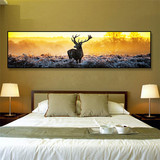 宾馆酒店床头油画布微框装饰画L框客厅沙发背景写实主议挂壁画鹿