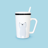 秀器陶瓷牛奶杯子龙猫马克杯创意咖啡早餐杯子个性带盖带勺包邮