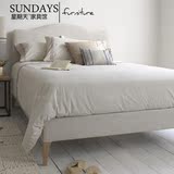 简约宜家现代卧室家具韩式棉麻布艺床1.5米1.8米双人床LS001