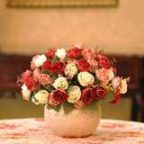 欧式高品质仿真牡丹花家居装饰品客厅摆件装饰花假花花瓶花艺套装