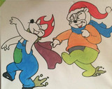 实木狐狸与熊丙烯画框diy数字油画卡通动漫儿童手绘装饰画5幅包邮