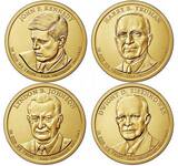 美国总统币2015年33.34.35.36任全套4枚 全D版 流通纪念币1美金