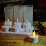 聚堂部落 充电led电子蜡烛灯 电子蜡烛灯 led蜡烛 配磨砂塑料杯子