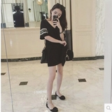 2016夏季新款女装明星同款黑色显瘦直筒裙子夏天小香风宽松连衣裙