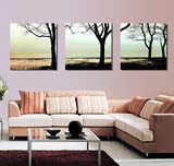 现代 客厅装饰欧式无框画壁画 新挂画沙发背景墙画三联画简约树木