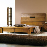 韩式卧室家具榆木双人床整装带抽屉储物实木床简约榫卯婚床
