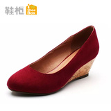 达芙妮旗下SHOEBOX/鞋柜坡跟高跟女鞋 甜美OL瓢鞋子特价单鞋