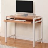 空间生活简约家用台式电脑桌子办公桌子（白架 浅胡桃木色桌面）M