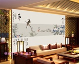 大型壁画3d立体墙纸壁纸中式客厅无缝水墨画工笔花鸟电视背景墙