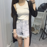 韩国ulzzang2016夏装新款apm韩版宽松空调衫七分袖防晒衣针织外套