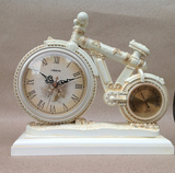 丽盛复古欧式座钟表客厅台钟创意田园装饰时钟摆件工艺桌钟温度计