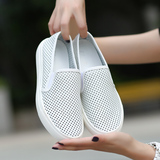 情侣夏季韩版男女板鞋[新款]休闲真皮镂空小白鞋男士洞洞鞋乐福鞋