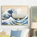 神奈川冲浪里日式手绘浮世绘客厅装饰画书房壁画墙画卧室无框挂画