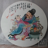 景德镇陶瓷瓷板画名家手绘仿古粉彩人物圆形装饰画挂画福甘春明