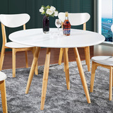 北欧圆桌餐厅1米洽谈桌宜家白色休闲客厅卧室小户型实木1m圆餐桌