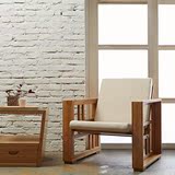 橙舍 创意原竹布艺单人沙发可拆洗椅垫时尚日式简约休闲沙发椅子