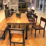 铁艺实木餐桌椅组合复古办公电脑家具定制美式餐桌咖啡厅酒吧桌椅