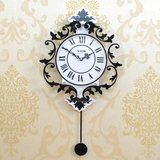 现代装饰欧式罗马静音摇摆挂钟时尚创意钟表客厅卧室挂表个性时钟