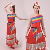 藏族舞蹈服装女 民族舞蹈演出服 西藏少数民族演出服特价