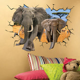 3D大象墙贴立体墙壁纸卧室儿童房装饰贴画创意家居客厅背景墙贴纸
