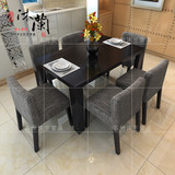 美式复古简易实木餐桌长方形家用餐桌椅组合咖啡厅会议酒店饭桌子