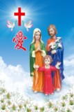宗教基督教圣母玛利亚圣家像圣家三口画像圣父圣子挂画耶稣海报