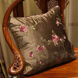 欧式美式红木新中式床头刺绣靠垫含芯大靠背大抱枕布沙发靠枕高档