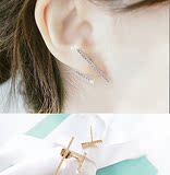 韩国不对称耳钉女 925纯银针水钻气质时尚韩版耳饰耳环个性简约