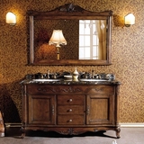 特价欧式浴室柜落地式镜柜仿古卫浴柜实木橡木洗漱台盆组合柜