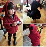 女童加绒卫衣外套秋冬韩版中大童儿童装加厚带帽开衫运动上衣