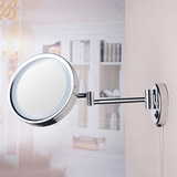 带灯单面壁式美容镜 卫浴镜洗漱用具欧式伸缩折叠旋转化妆镜