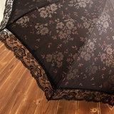 出口日本精美蕾丝边烧花伞面防晒率98%以上防晒两折晴雨伞太阳伞