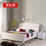 白橡木床1.5现代中式全实木床1.8米双人床高箱储物床卧室婚床家具