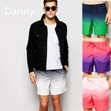 Danny男士时尚四分渐变色速干大码沙滩裤男 夏天游泳运动休闲短裤