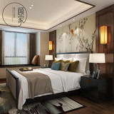 新中式全实木布艺1.8双人床现代简约卧室酒店宾馆样板房家具定制